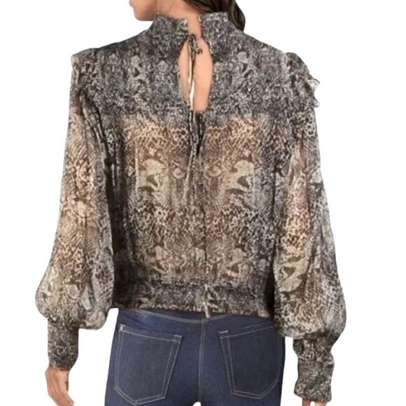 Free People Roma Long Sheer Ruffle Sleeve Bohemian Top Size Medium 📦 - Picture 2 of 13